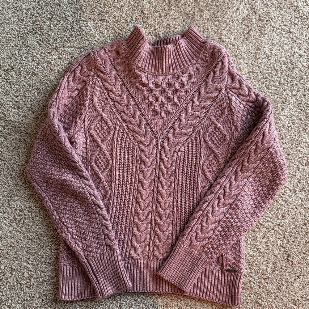 Abercrombie & Fitch Dusty Rose Cable Knit Turtleneck Sweater